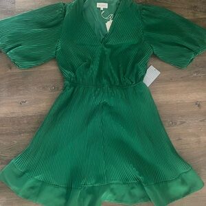 MELLODAY Pleated Flutter Sleeve Minidress